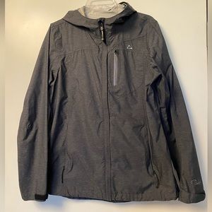 Lightweight charcoal gray spring jacket, raincoat, water repellant